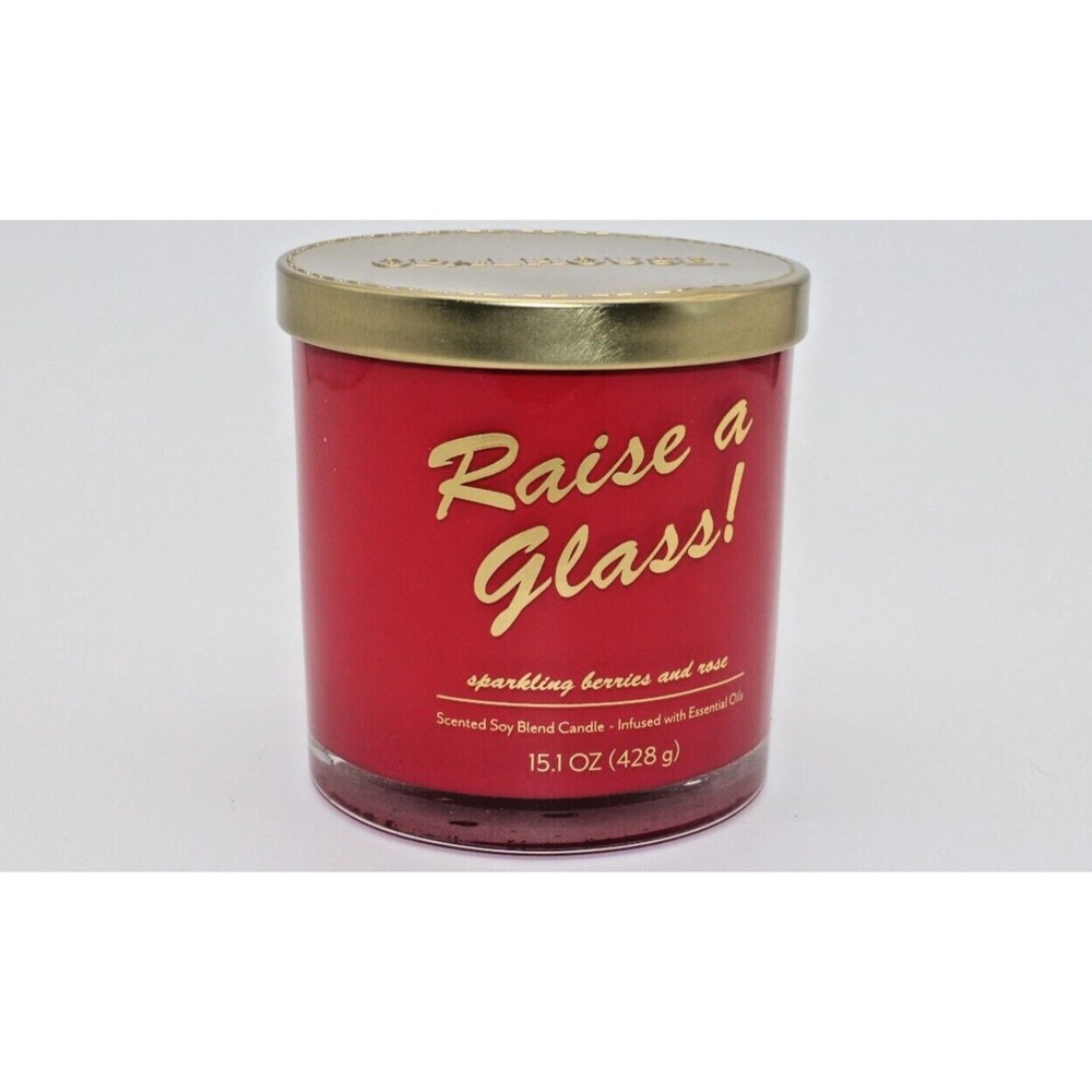Raise A Glass Candle Sparkling Berries & Rose 15.1 Oz DBL WICK Candle Opalhouse